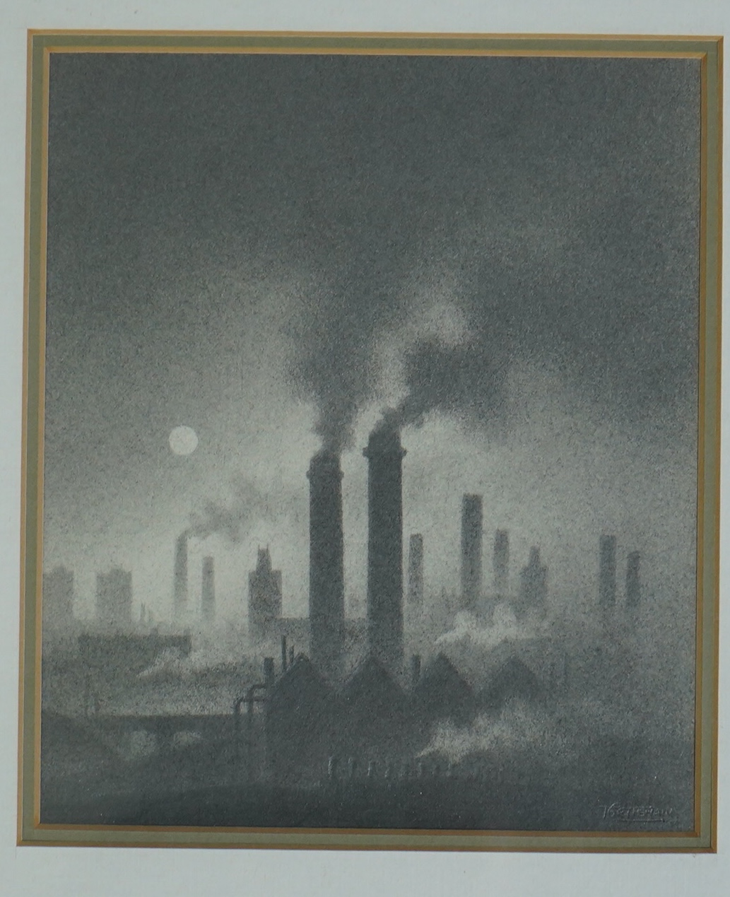 Trevor Grimshaw (English, 1947-2001), Factory chimneys, graphite on paper, 16 x 13.5cm